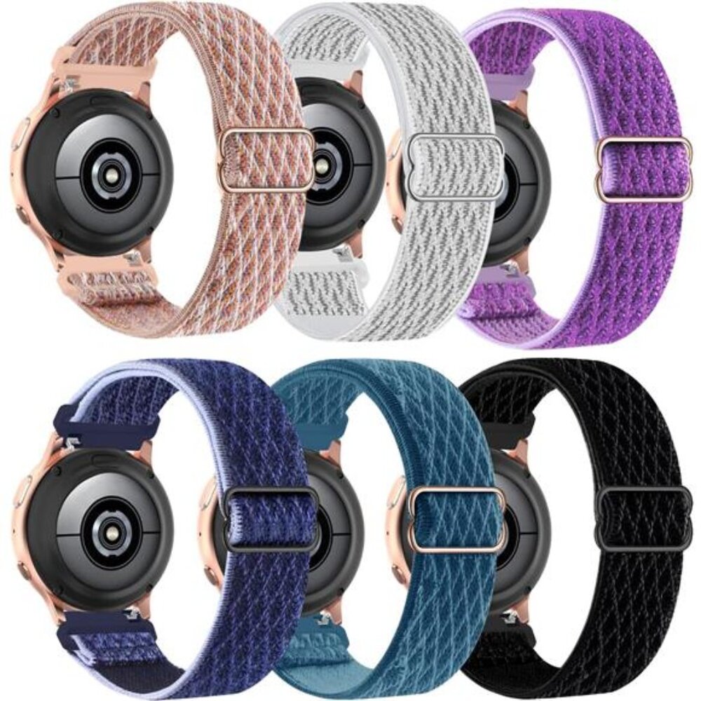 6 Pack Stretchy Nylon Watch Bands Compatible with Samsung Galaxy Active 2 Bands